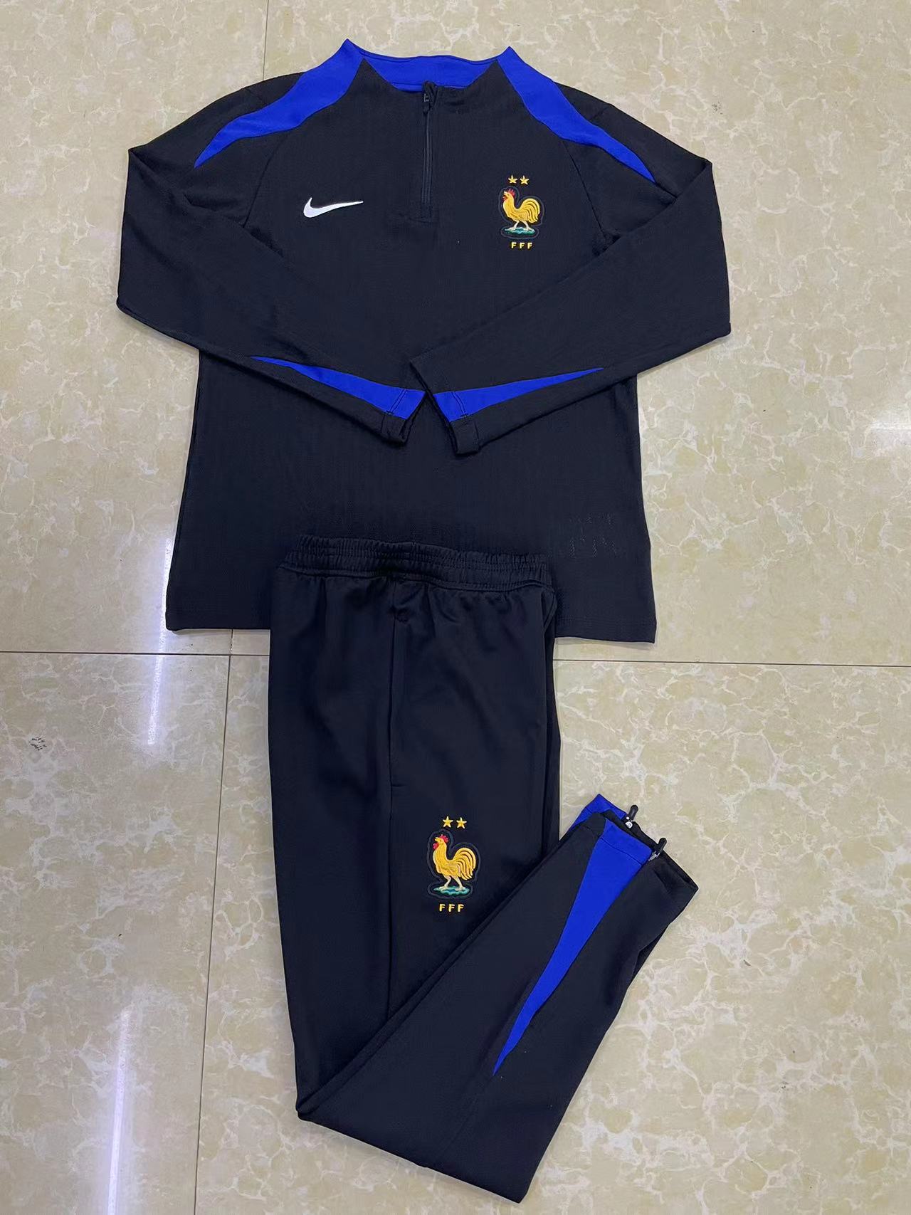 2024-25 Black France Player Edition Football Half Pull Training Suit