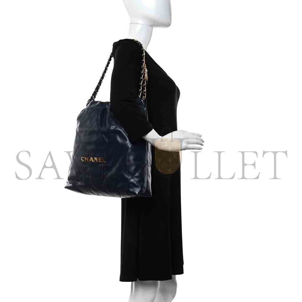 CHANEL MASTER SHINY CALFSKIN QUILTED CHANEL 22 NAVY BLUE (42*39*8cm)