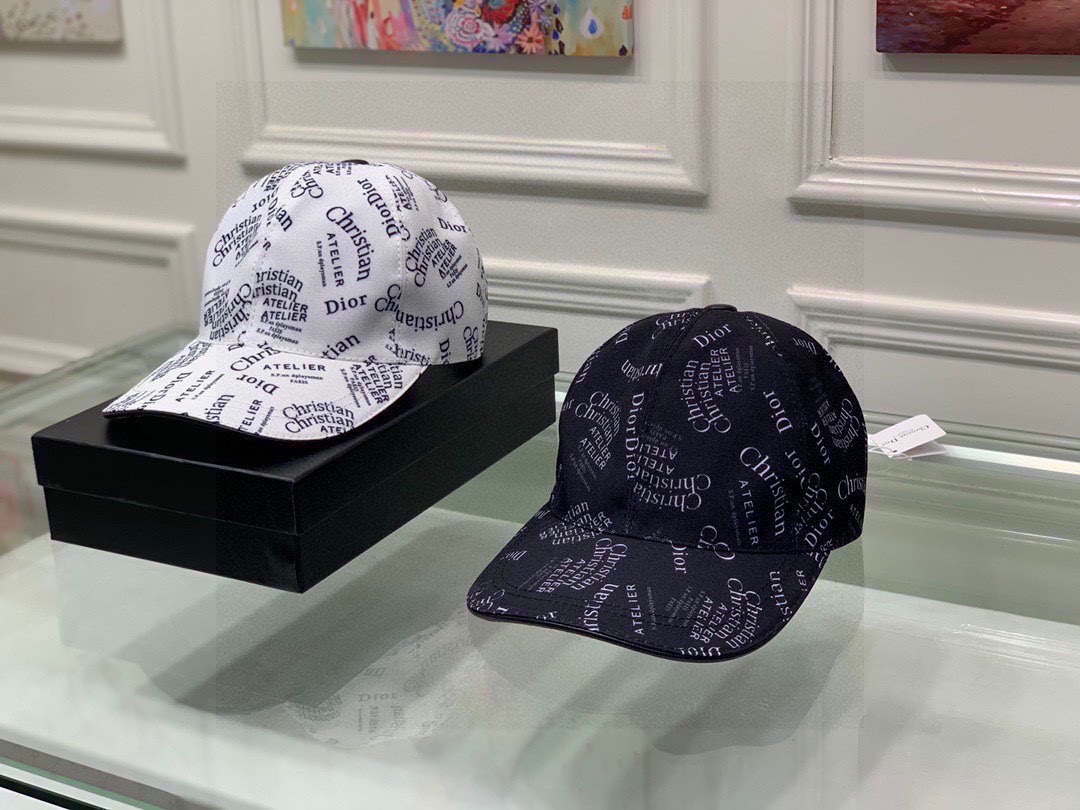 TOP Christian Dior Original Canvas Material + Top Layer Cowhide Baseball Cap - Two Colors