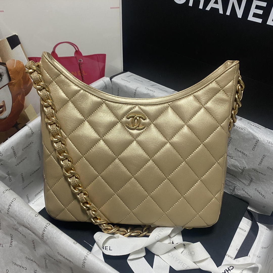 TOP CHANEL 24P Lambskin Hobo Bags - 28×25×8cm - 3 Colors - GHW&SHW