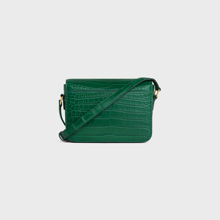Celine Teen Triomphe Bag In Niloticus Crocodile Green
