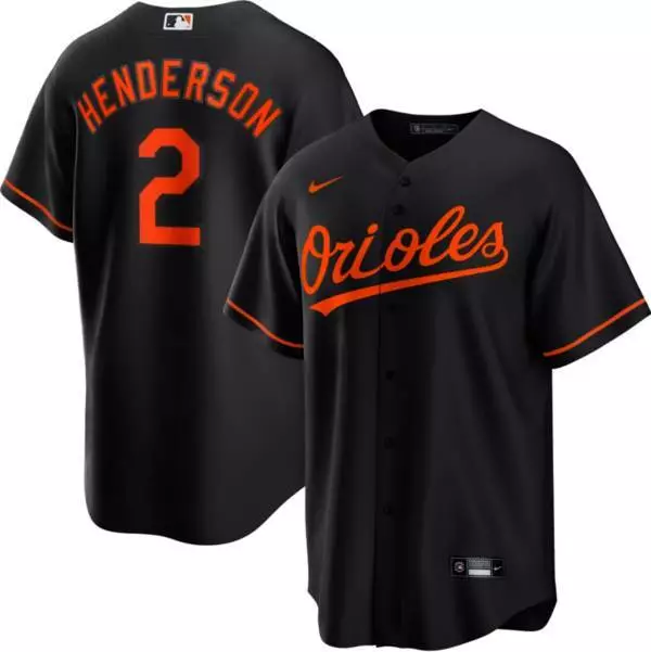 Men's Baltimore Orioles Gunnar Henderson #2 Black Replica Player Jersey
