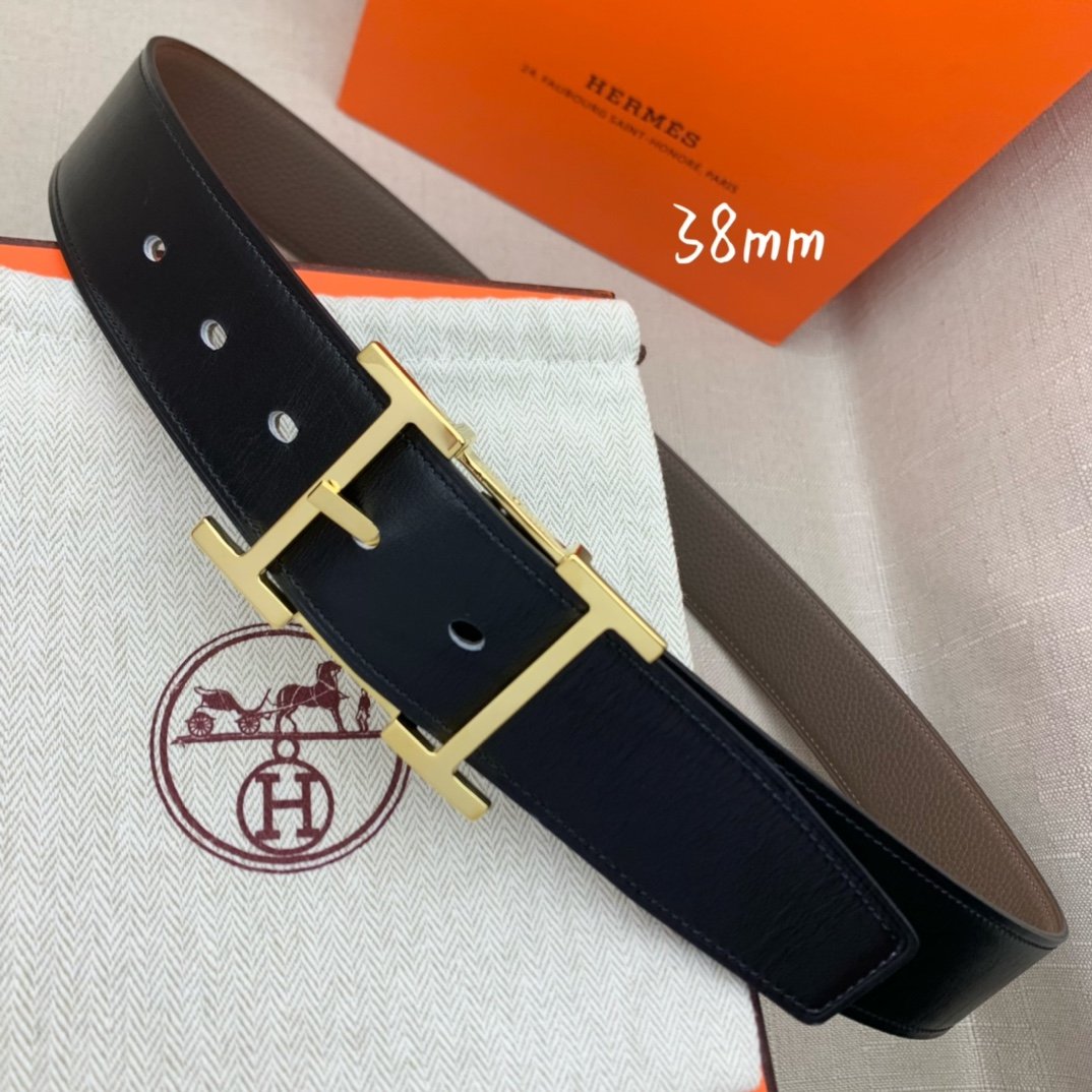 Hermès H Belt Buckle & Reversible Black For Women, Women Belt 380MM