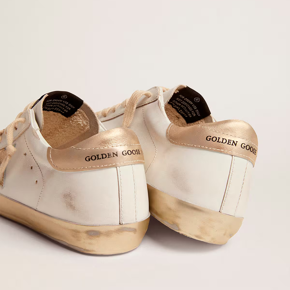 Golden Goose  Super-Star with gold sparkle foxing and metal stud lettering (Replica)