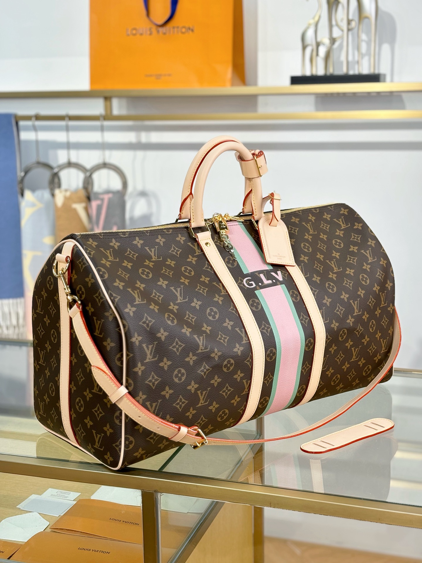 TOP Louis Vuitton LV Keepall Bandouliere Travel Bag 55x31x26cm - Brown