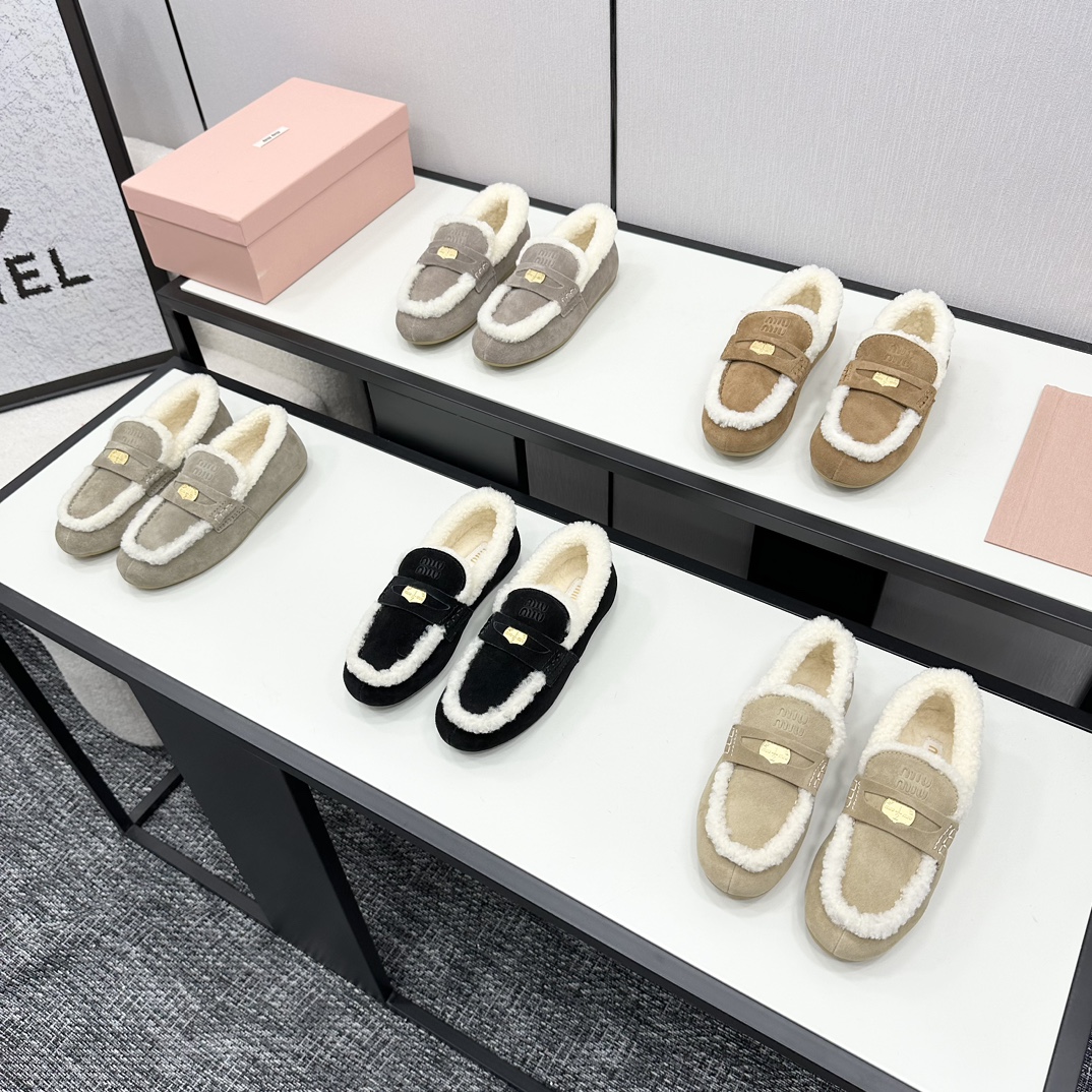 TOP Miu Miu Fur Flat Shoes - 5 Color