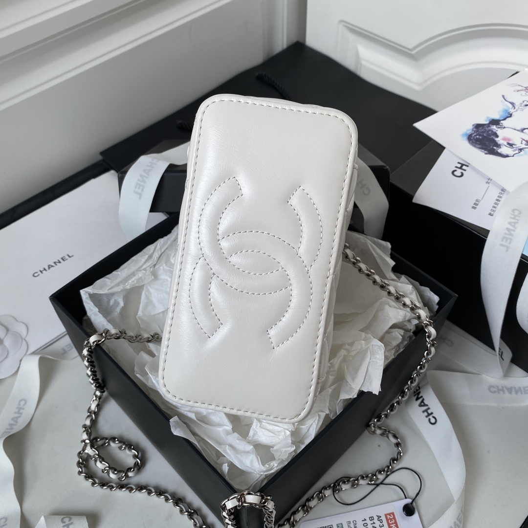 TOP CHANEL Handle Woc Single Back Crossbody Bag - 17×9.5×8cm - White&SHW