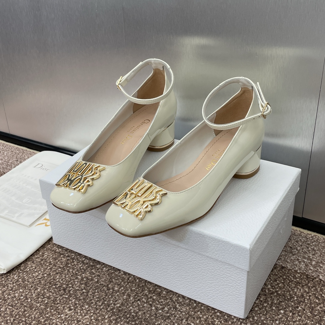 TOP Christian Dior MISS DIOR Chunky Heel Square Toe Mary Jane Shoes - 3 Color