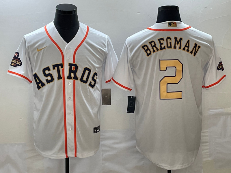 Men's Houston Astros Alex Bregman White/Gold 2023 Gold Collection Replica Player Jersey