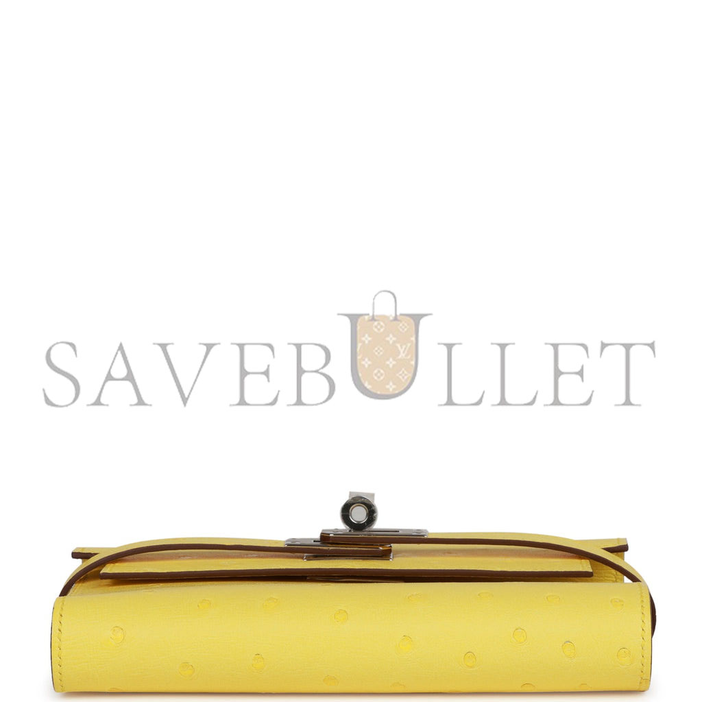 HERMES MASTER KELLY DEPLIANT WALLET OSTRICH PALLADIUM HARDWARE (15*10*3cm)