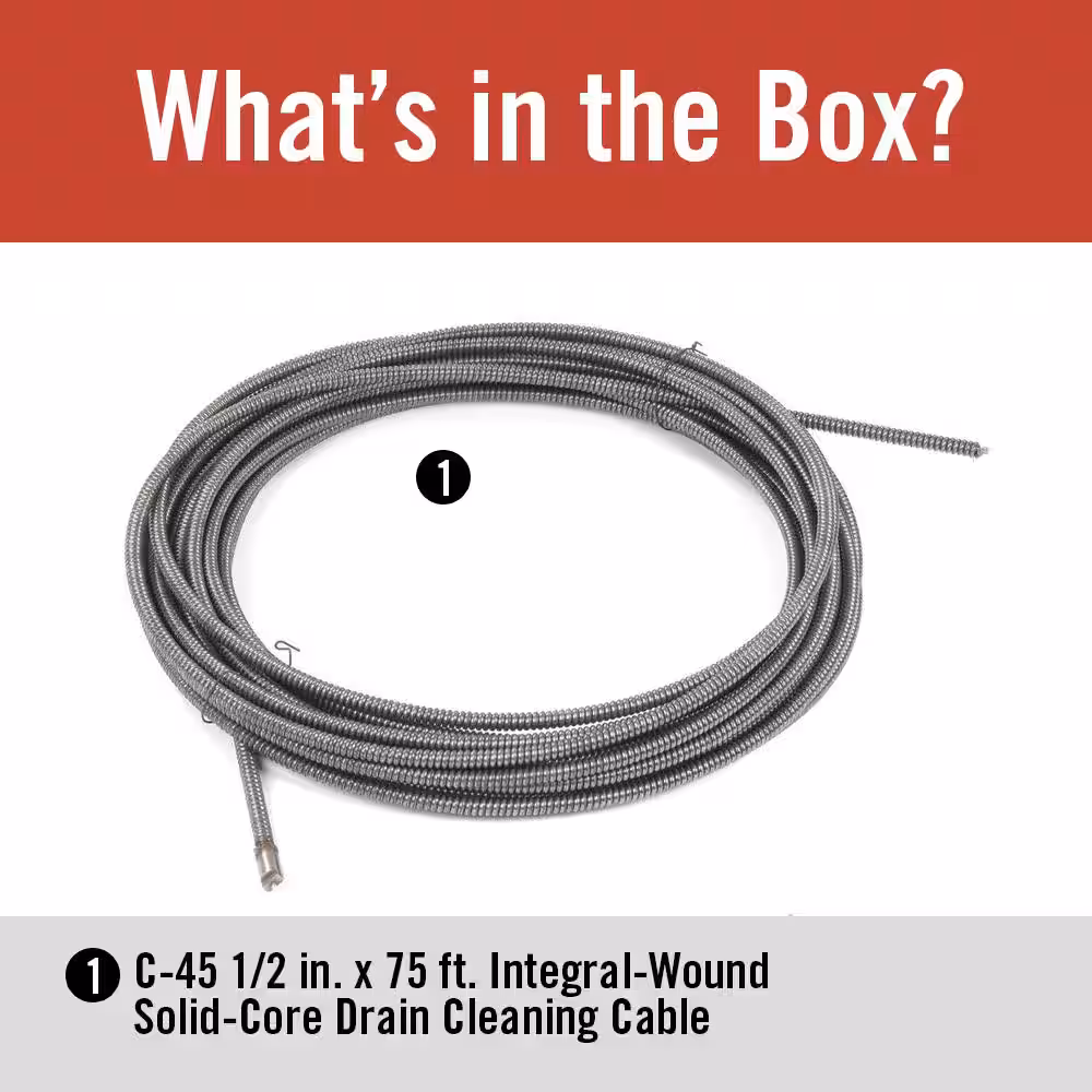1/2 in. x 75 ft. C-45 IW Integral Wound Drain Cleaning Snake Auger Machine Replacement for K-400, K-3800 Models