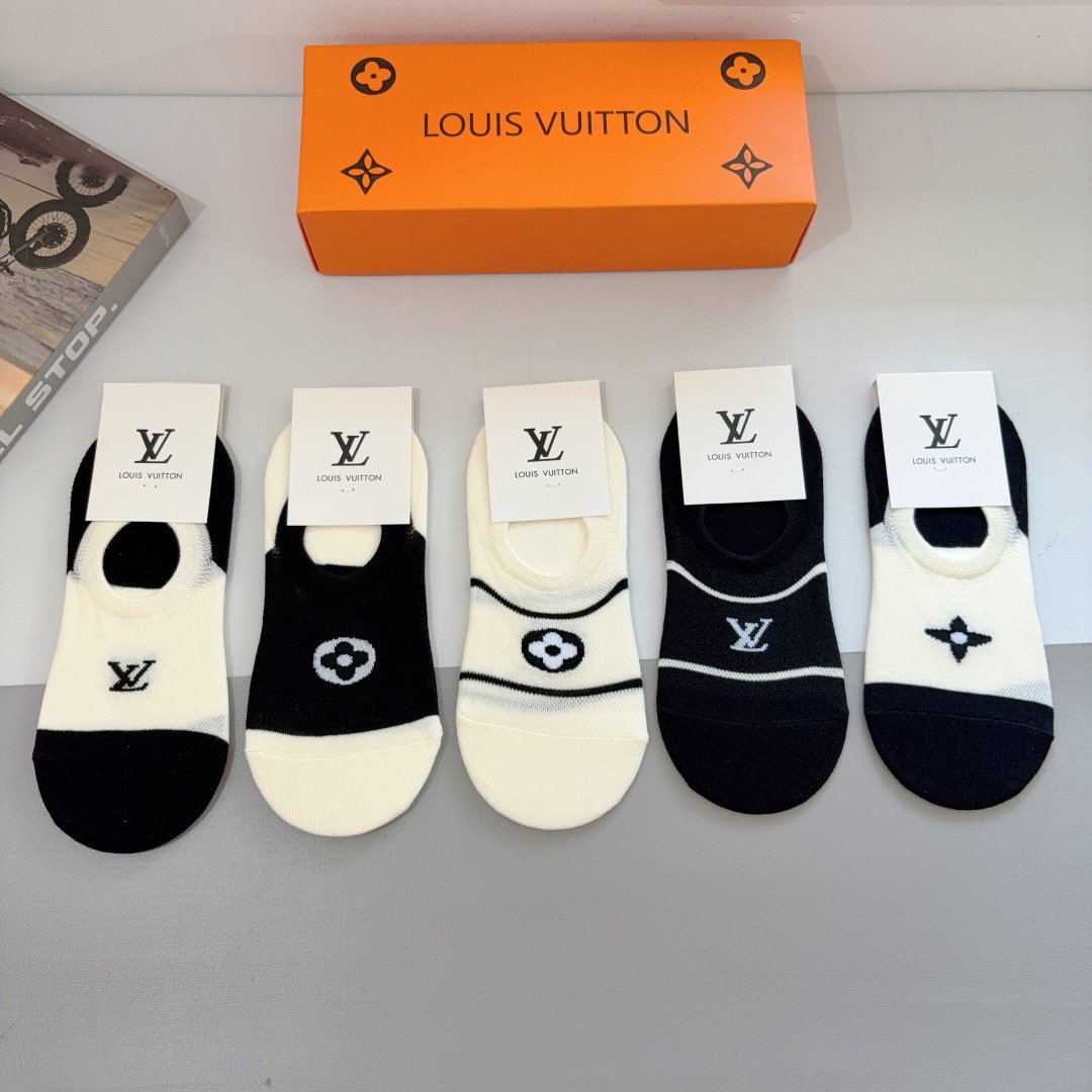 TOP Louis Vuitton LV Socks - 5 Pieces as a Set