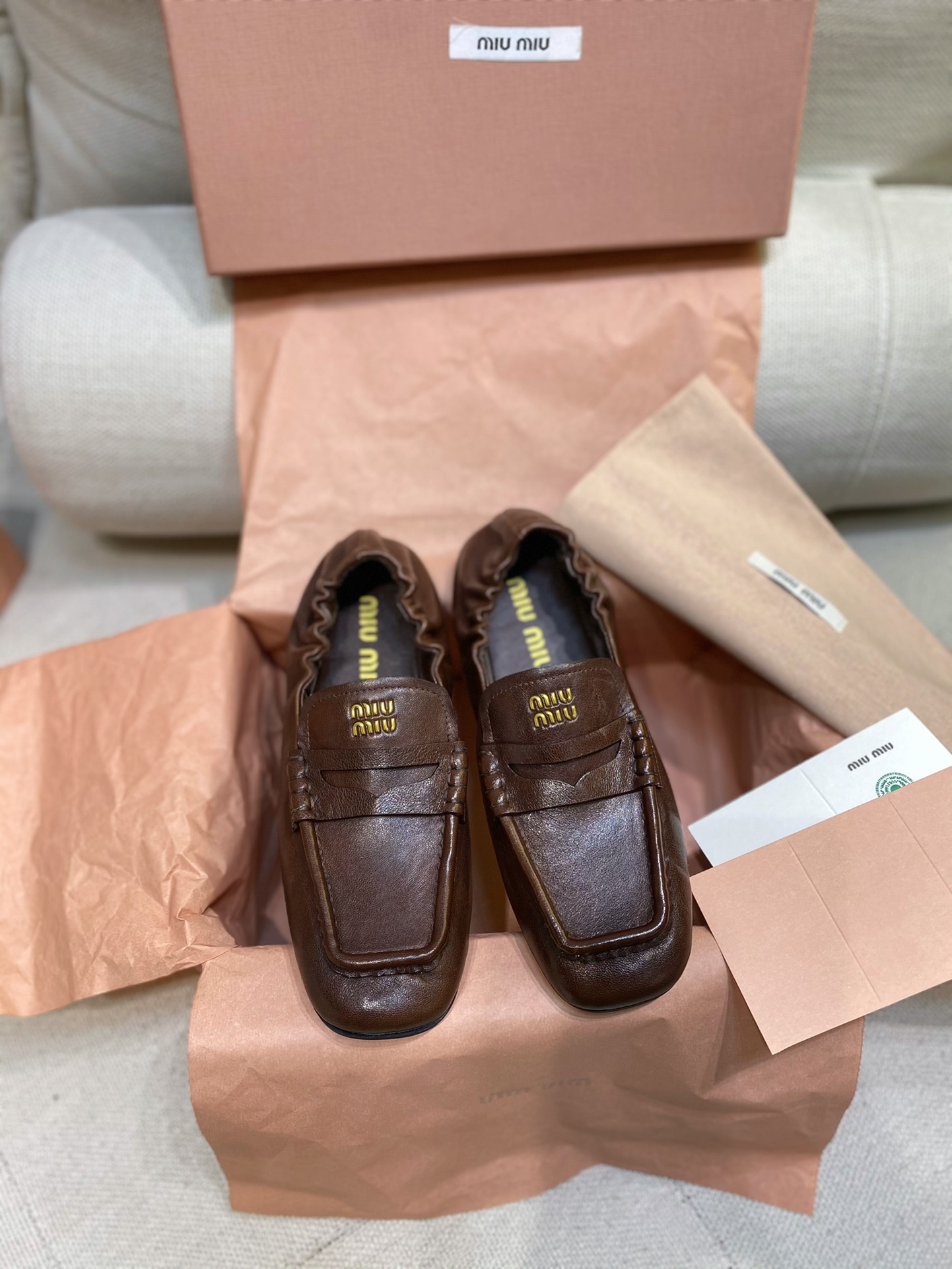 TOP Miu Miu Flat Loafers Sheepskin - 3 Color