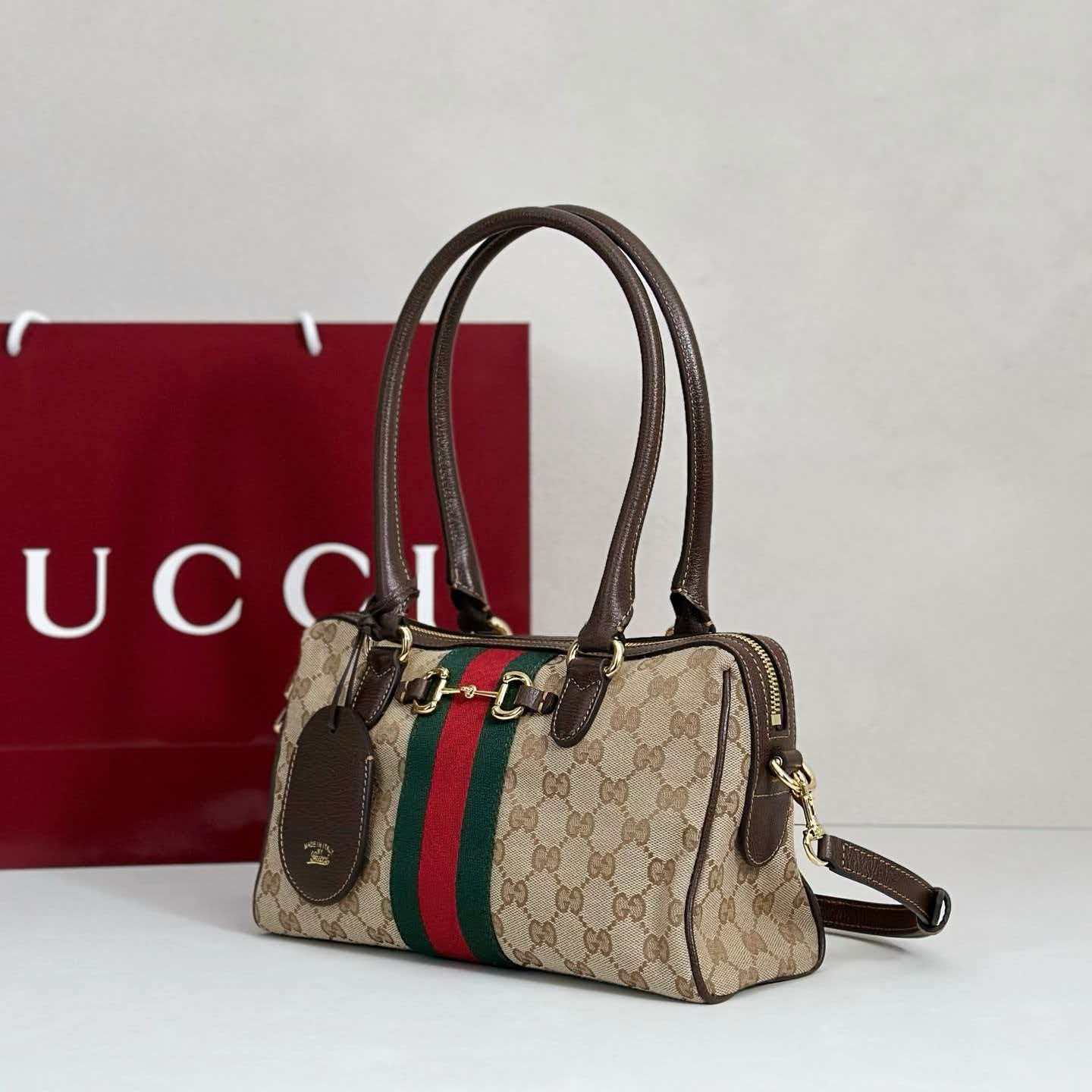 TOP GUCCI Ophidia Borsetto  Boston  Bag 28 cm - Brown