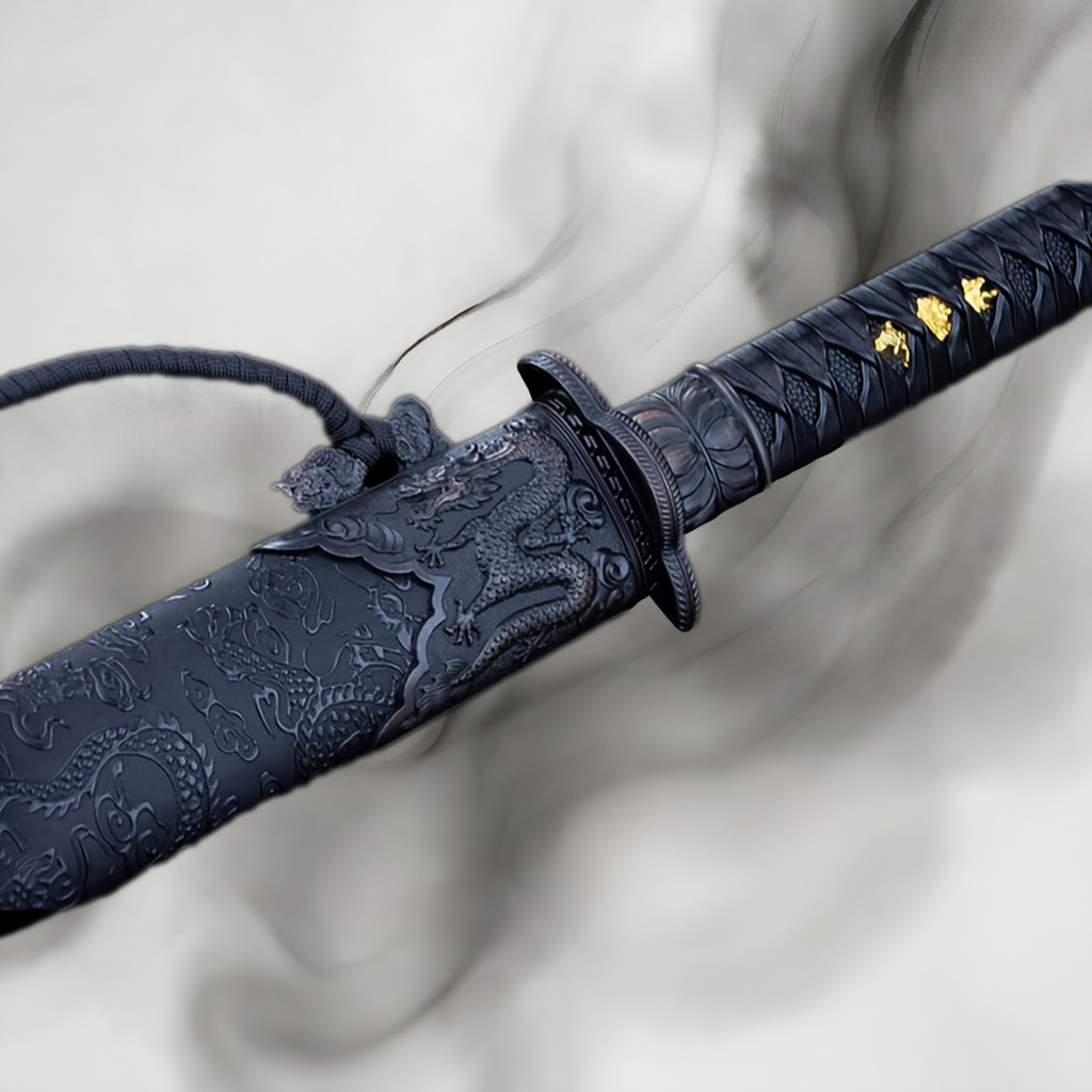 Handmade Unsharpened Black Dragon Tang Dao - Adult Decorative Collectible Prop (Non-Functional Weapon)