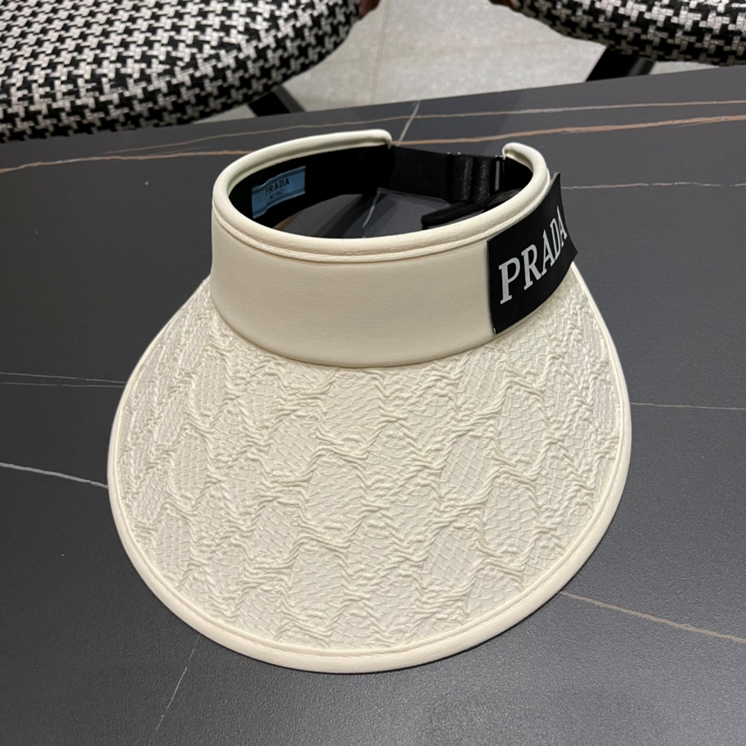 Prada Small Fragrant Wind Shade UV Protection Empty Top Hat  Sunhat （Replica）
