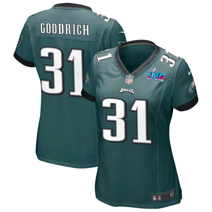 Mario Goodrich Philadelphia Eagles  Women's Super Bowl LVII Game Jersey - Midnight Green