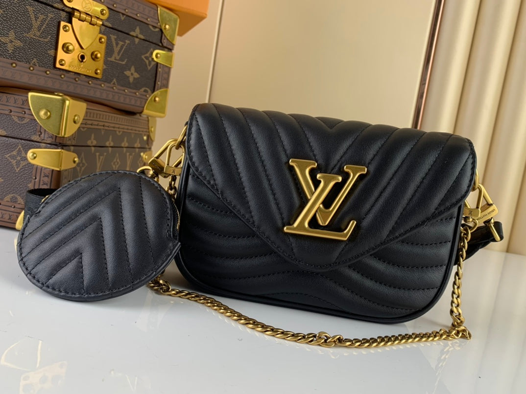 TOP Louis Vuitton LV L*V Multi Pochette Small New Wave 21X12X3cm- Black