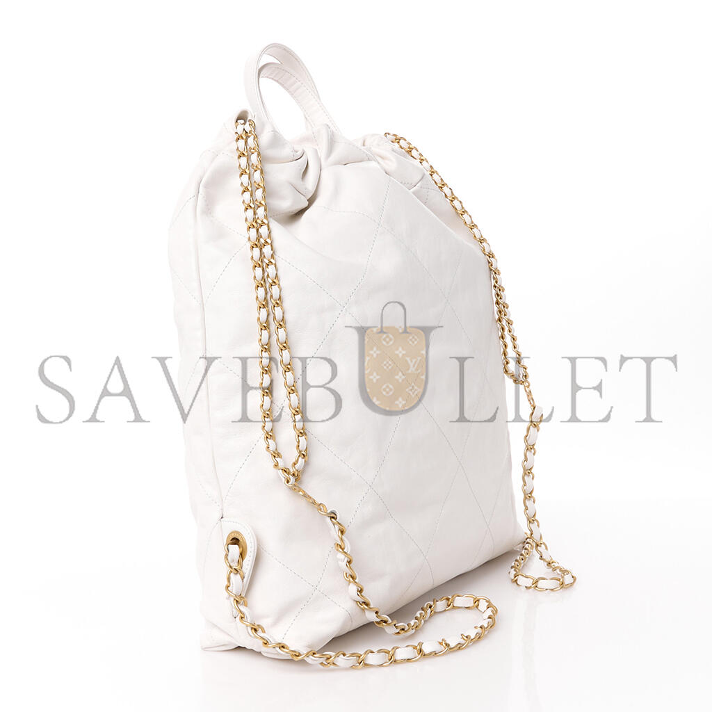 CHANEL MASTER SHINY CALFSKIN QUILTED CHANEL 22 BACKPACK WHITE (34*29*10.5cm)