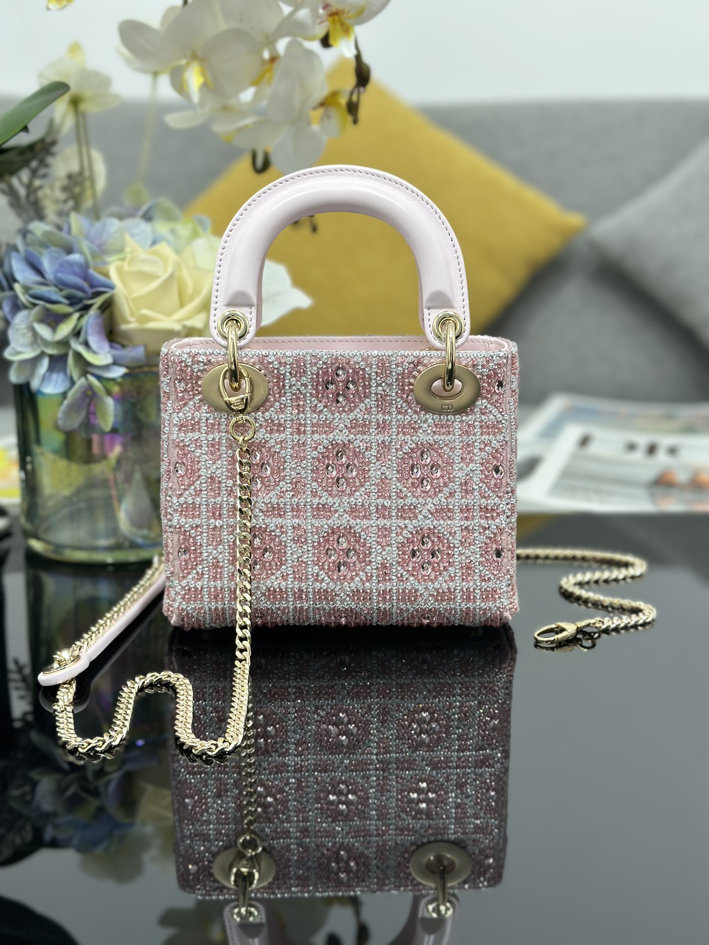 TOP Christian Dior Lady Dior Bag 17x15x7 cm - Pink