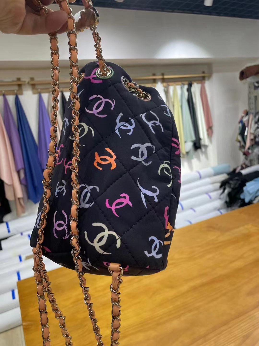 TOP CHANEL 24ss Dual C Printed Small Water Bucket - Glacier Blue
