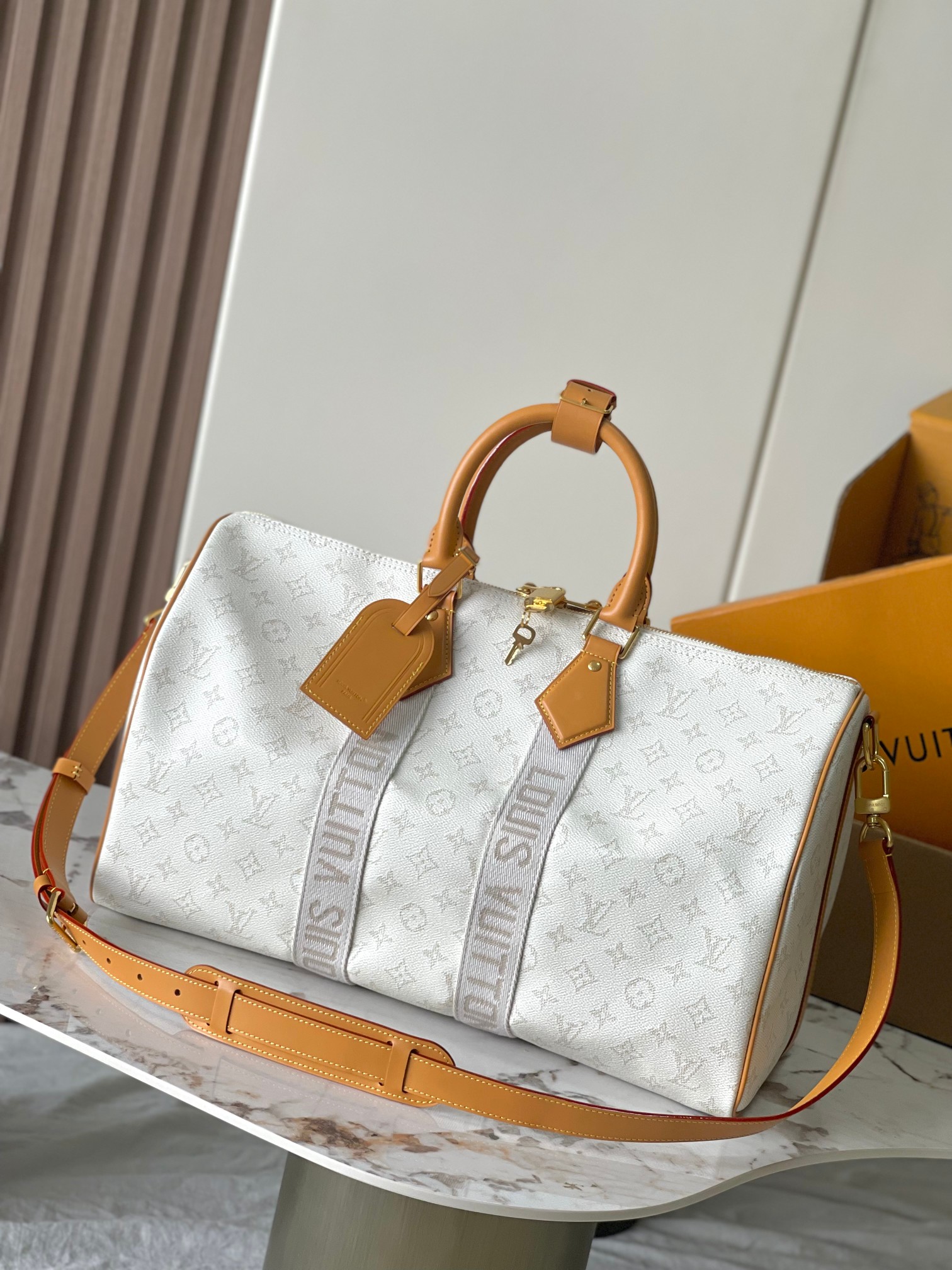 TOP Louis Vuitton LV Keepall 45 Travel Bag 45X27X20cm - White