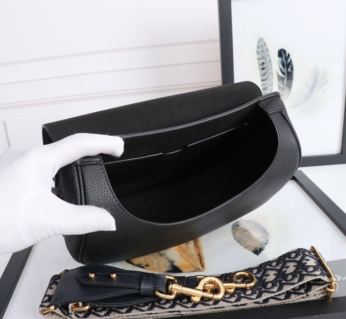 TOP Christian Dior Bobby Bag Grainy Leather Large 27x19.5x8cm - Black