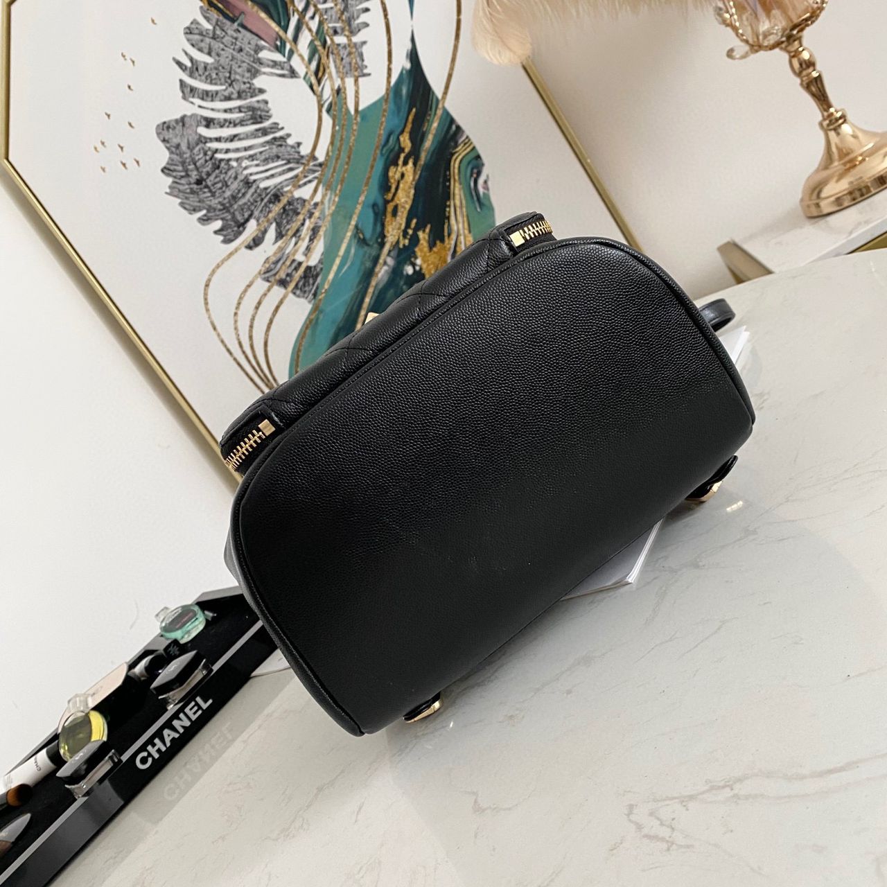 TOP CHANEL Quilted Business Affinity Backpack - Black