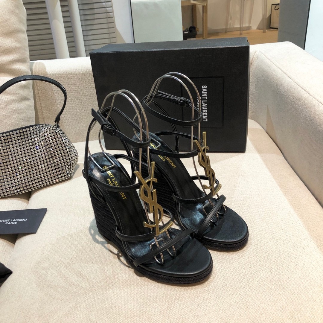 Saint Laurent YSL cassandraWedge heel 12CM Slide Sandal (Replica)