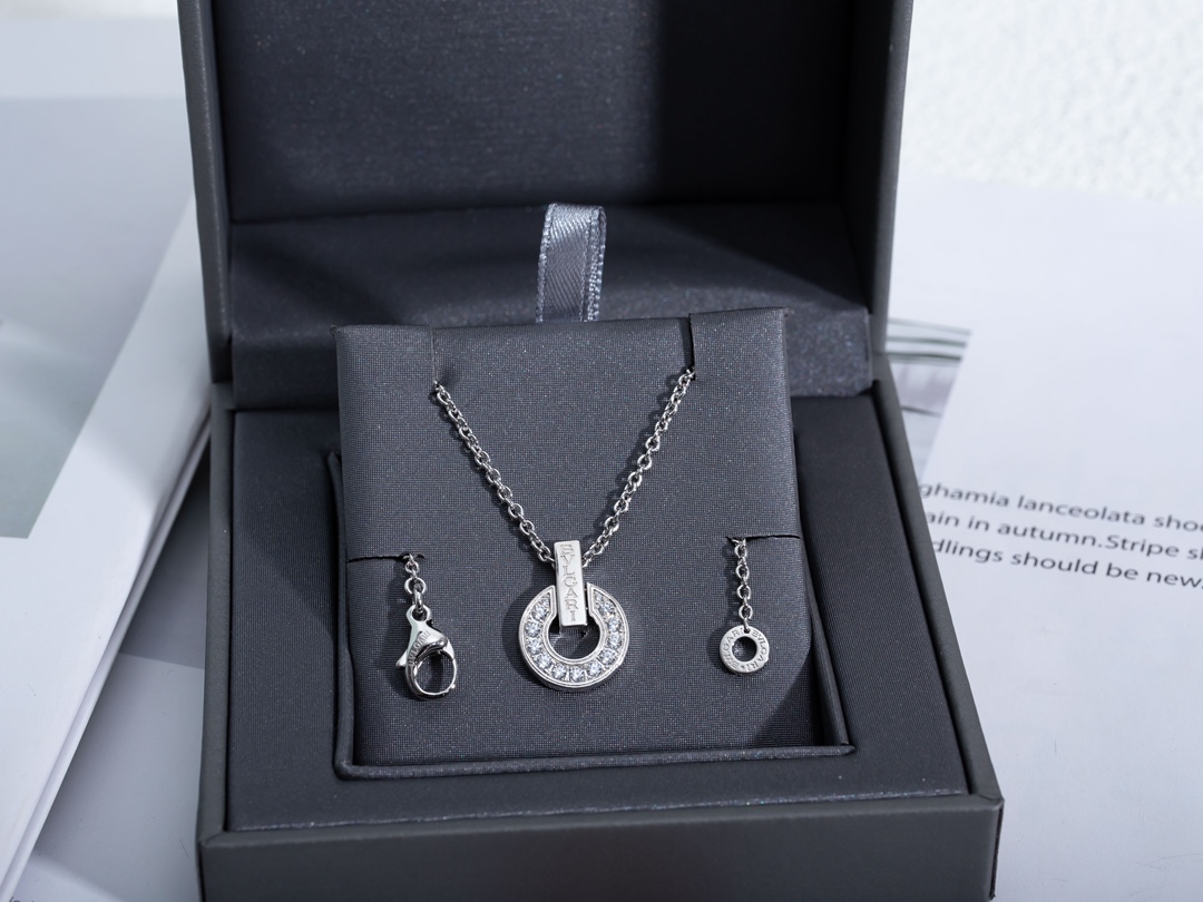 TOP BVLGARI Copper Coin with Diamonds Necklace - 2 Color