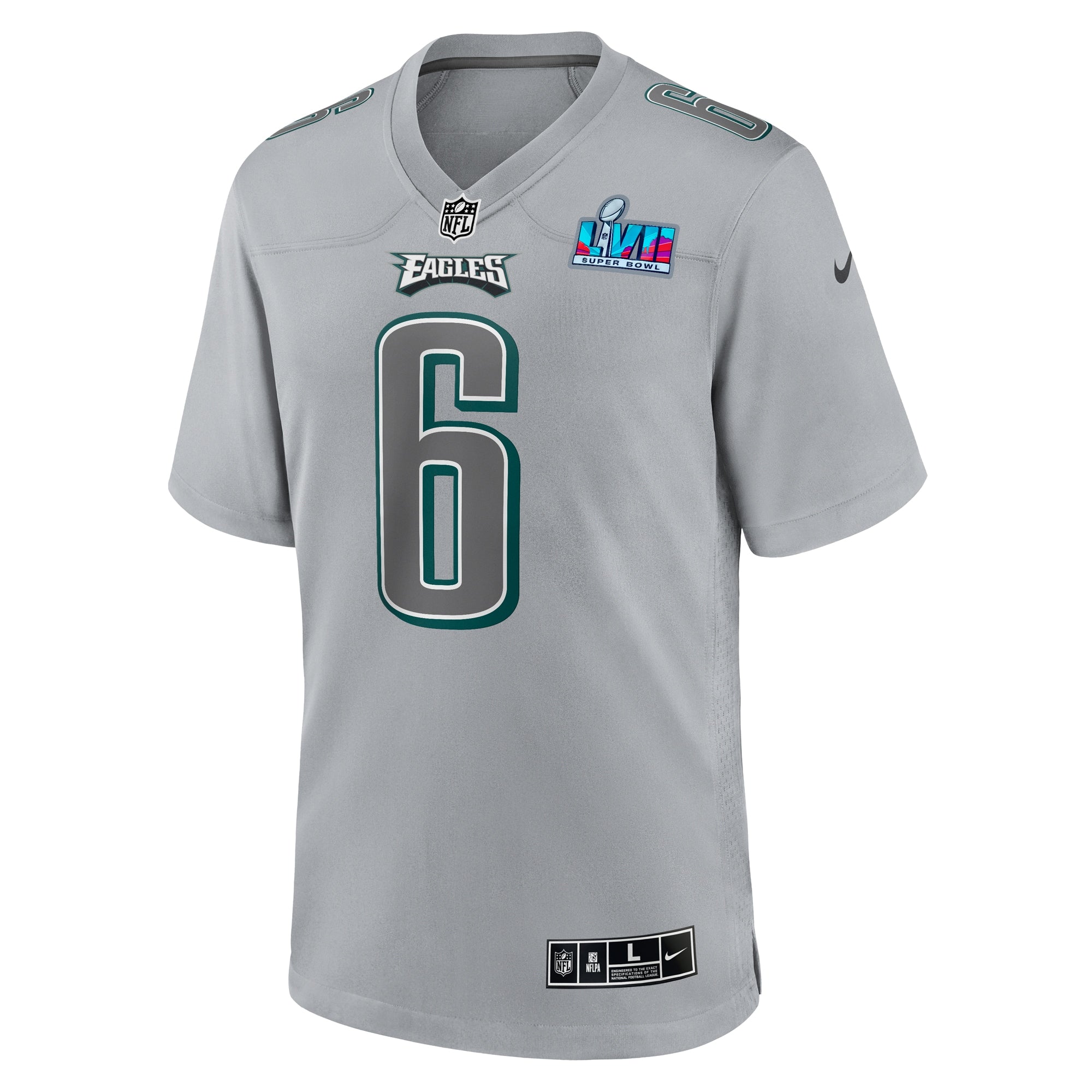 DeVonta Smith Philadelphia Eagles  Super Bowl LVII Patch Atmosphere Fashion Game Jersey - Gray