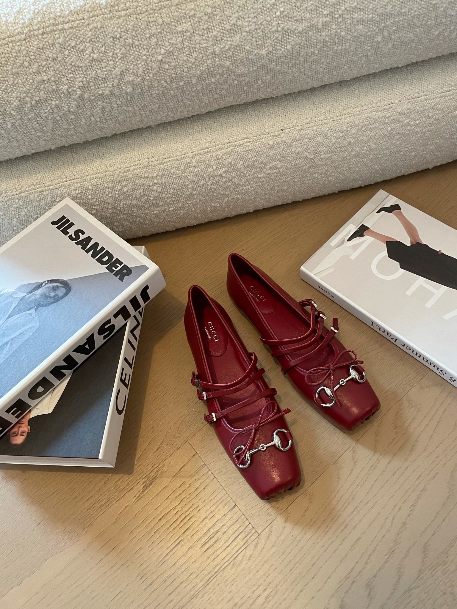 TOP GUCCI Sabato Lambskin Horsebit Mary Jane Shoes with Three Strap - 2 Color