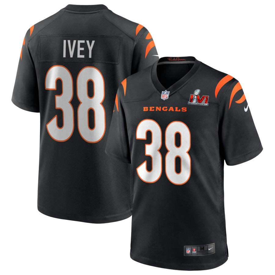 DJ Ivey Cincinnati Bengals  Super Bowl LVI Game Jersey - Black