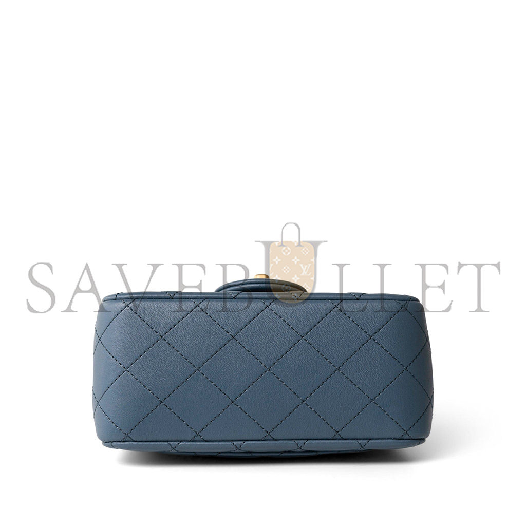 CHANEL GOLD BALL FLAP BAG CF FATTY FANG DENIM BLUE AS1786 (18*13*7cm)