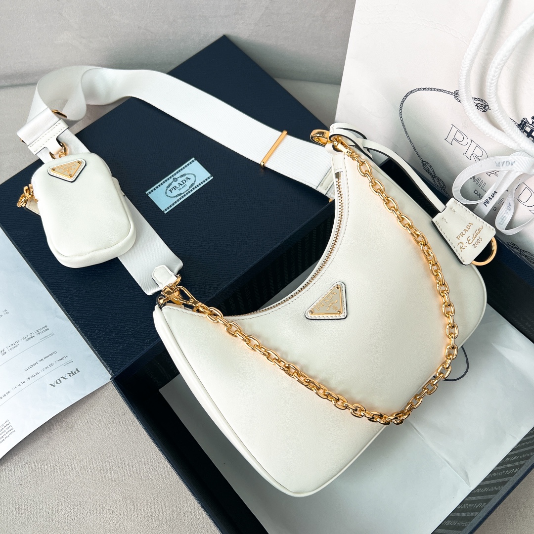 TOP PRADA Re-Edition 2005 Hobo Bag Cowhide 23x17x6.5cm - 2 Color