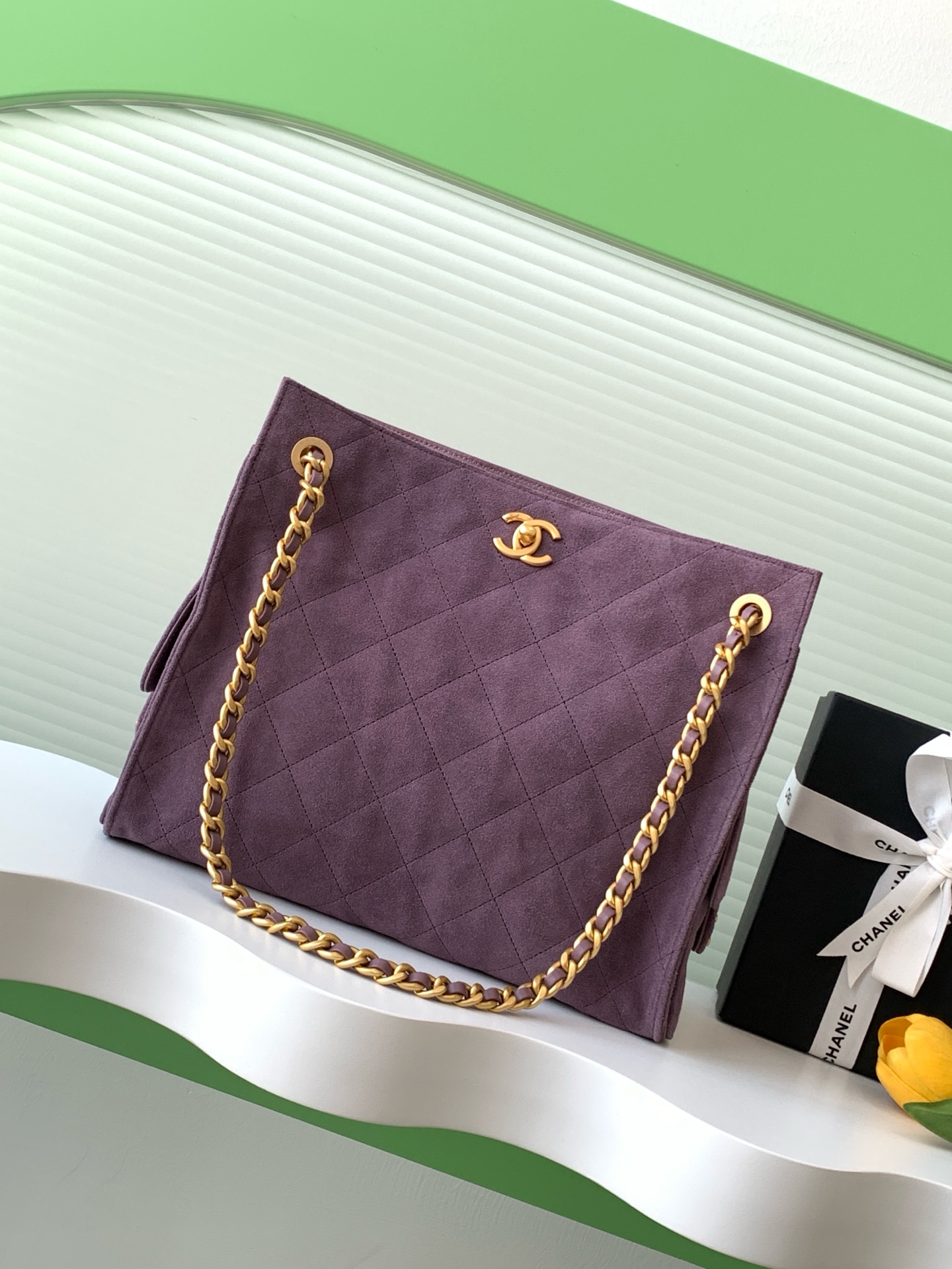 TOP CHANEL Hobo Shopping Bag Nubuck Cowhide 26x31x13cm - 3 Color