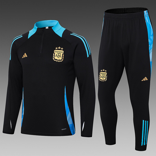 2024-25 Argentina Black Football Half Pull Training Suit
