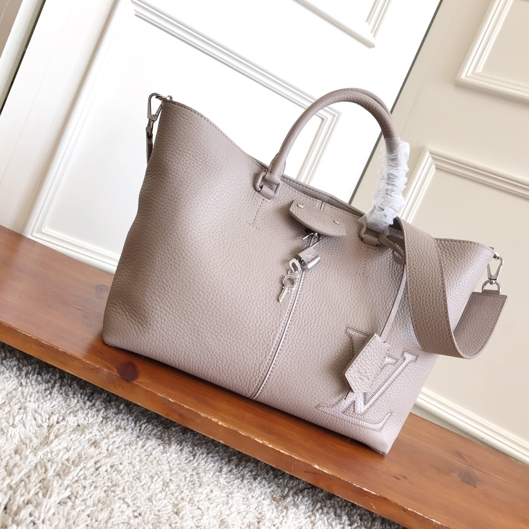 TOP Louis Vuitton LV  Silver Taurillon Pernelle Tote 35×25×15cm-Grey