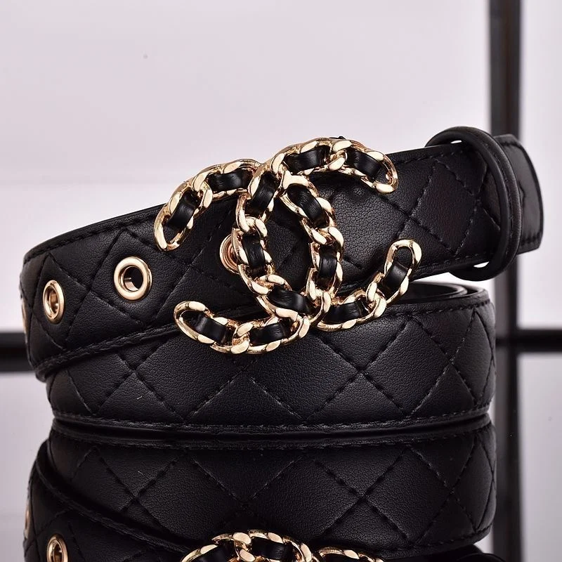 AAABELT Women Quilted Faux Leather Belt, Interwoven Chain Metal Buckle, Fashion Decor Waist Strap