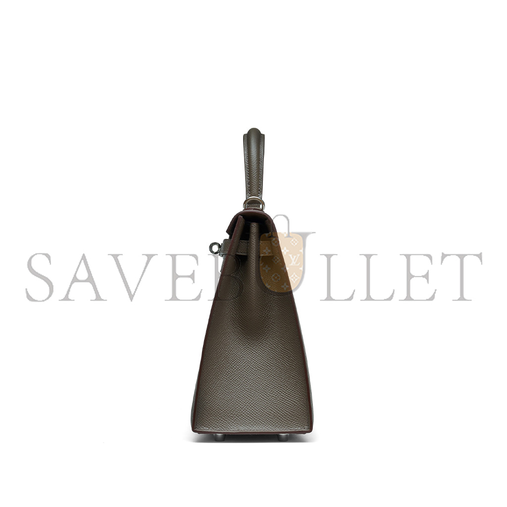 HERMÈS GRIS TOURTERELLE EPSOM KELLY 25 SELLIER PALLADIUM HARDWARE (25*17*7cm)