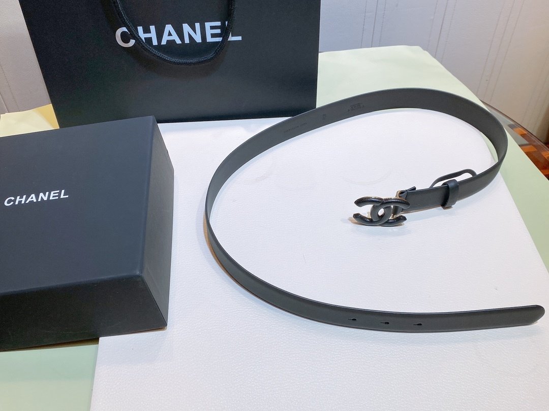 Chanel Belt With Double C Buckle Black Black-Toned Metal Women Belt 30MM
