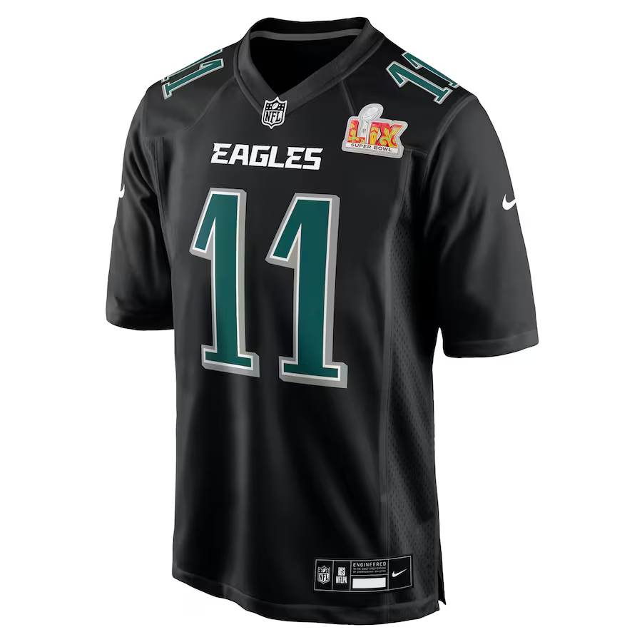 Men's Philadelphia Eagles A.J. Brown  Carbon Black Super Bowl LIX Fashion Game Player Jersey