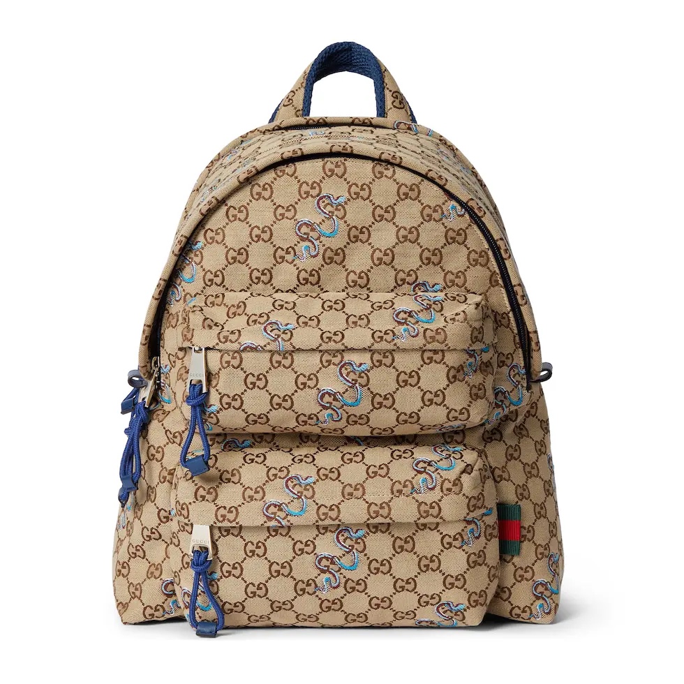 TOP GUCCI Leather Backpack 40*36.5*23cm - Beige&Blue