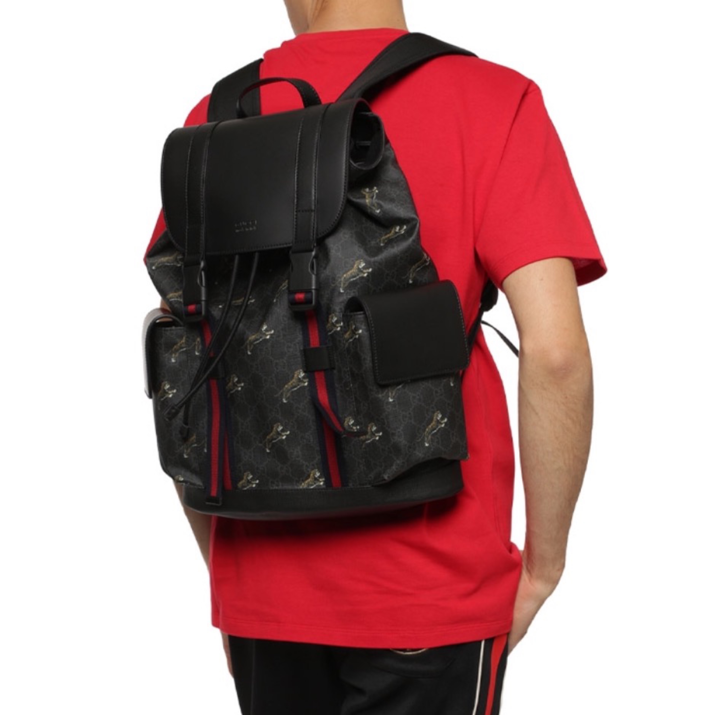 Gucci Striped Webbing Backpack (Replica)