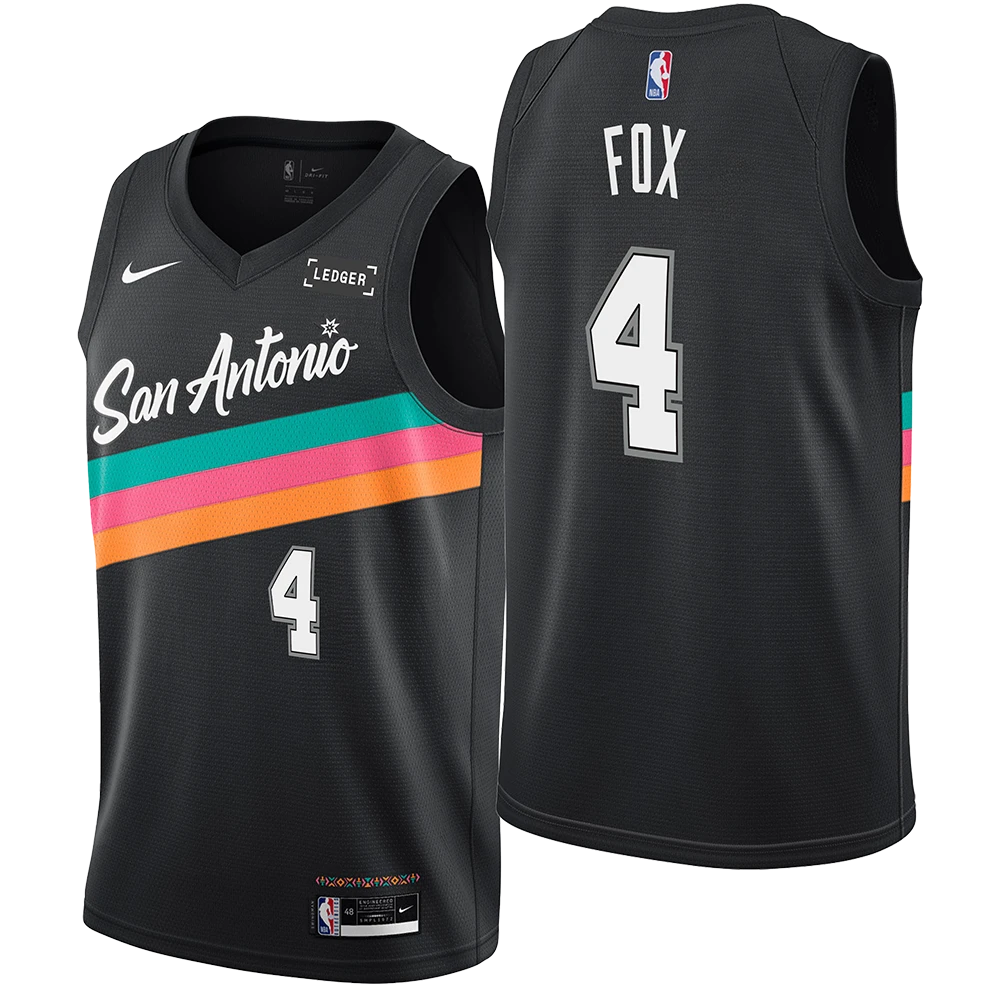 San Antonio Spurs Men's 2025-2026 City Edition #4 De'Aaron Fox Swingman Jersey - Black
