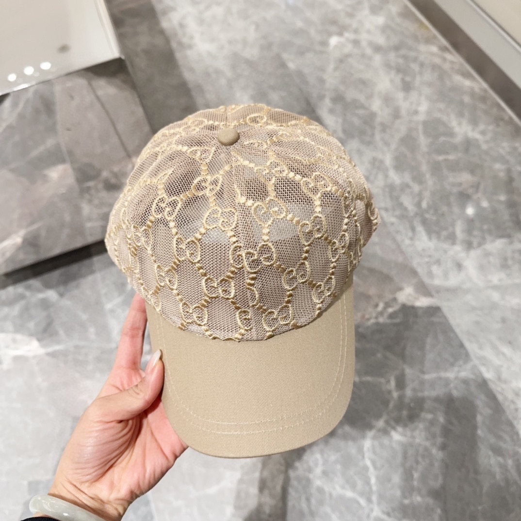 TOP GUCCI Hollow Embroidery Baseball Cap - 2 Color