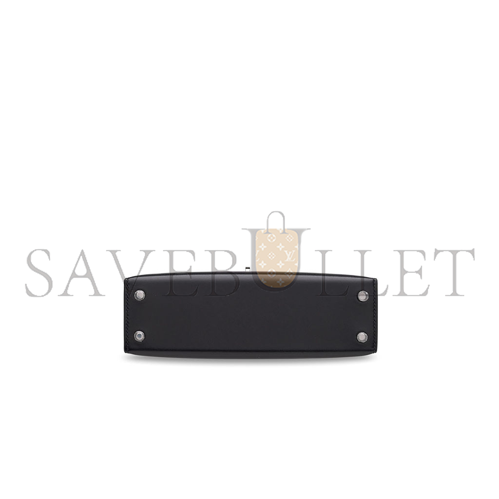 HERMÈS MINI KELLY II BOX LEATHER  WITH PALLADIUM HARDWARE (19*12*5.5cm)