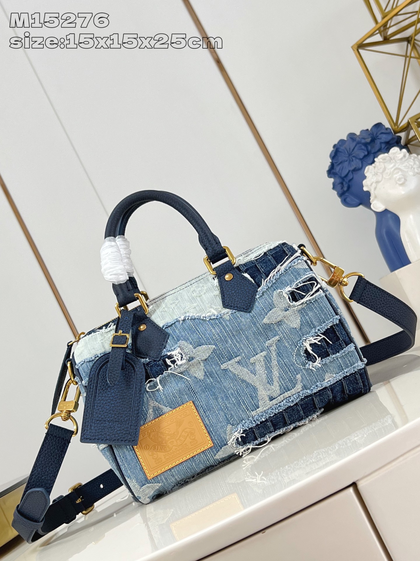 TOP Louis Vuitton LV Damier Speedy 25 Bandoulière Bag 25x15x15cm - Blue