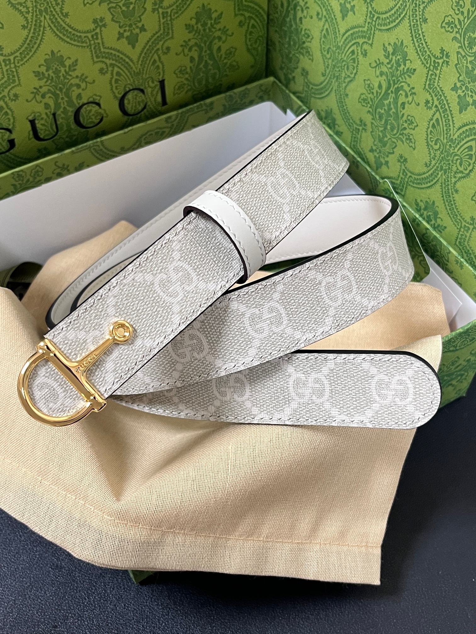 TOP GUCCI Classic Leather Belt - 3.0cm - White