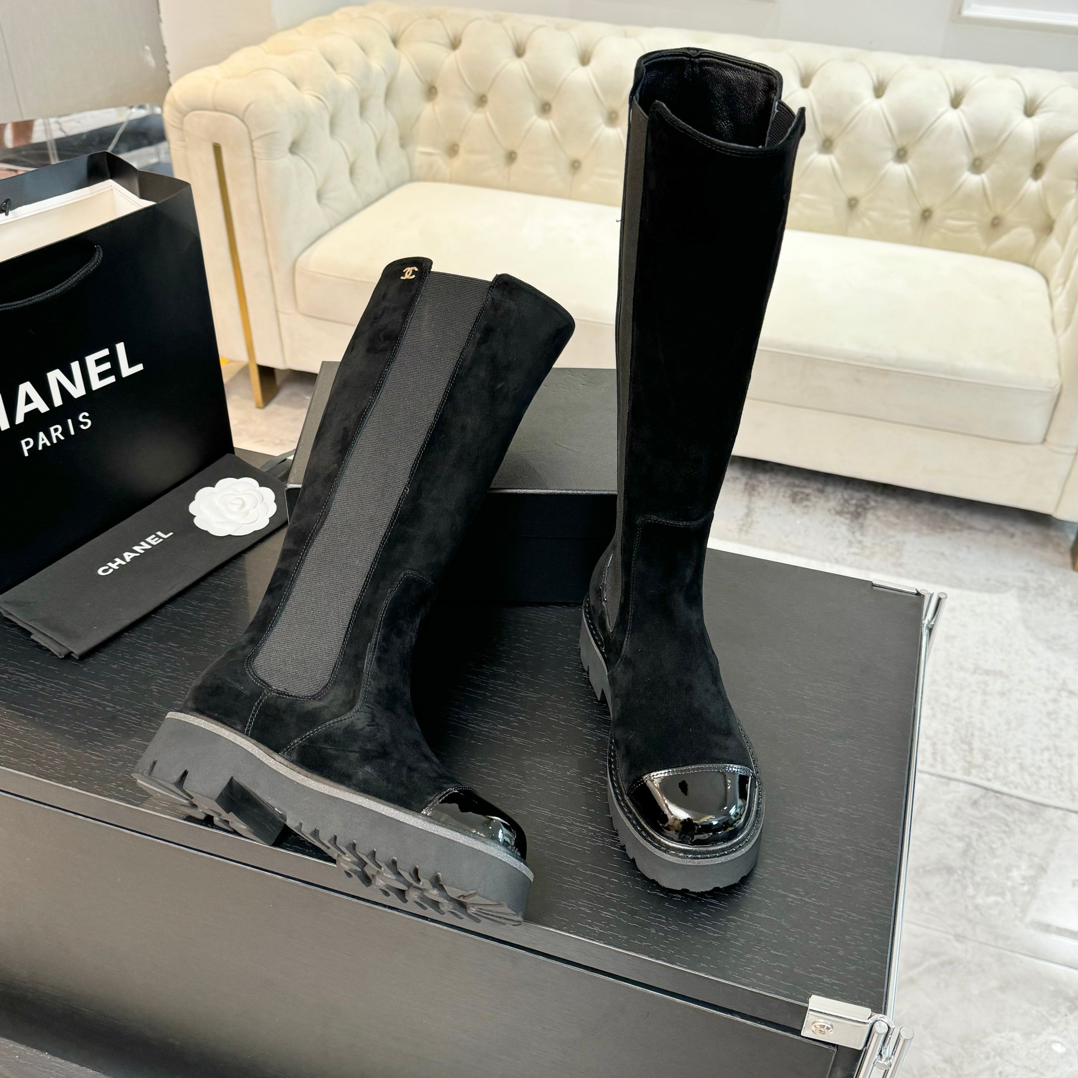 TOP CHANEL Cowhide Leather Boots - 3 Color